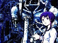 dziewczyna, Serial Experiments Lain, niebieskie włosy