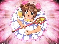 dziewczyna, Cardcaptor Sakura, sukienka, kij