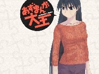 dziewczyna, Azumanga Daioh, sweterek, napis