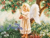 Aniołek, Dziewczynka, Jabłoń