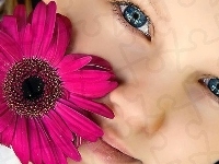 Kwiat, Dziewczynka, Gerbera