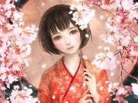 Parasol, Dziewczynka, Kimono