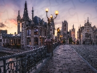 Kościół św Mikołaja, Most św Michała, Smocza Wieża, Belgia, Dzwonnica, Latarnie, Gandawa