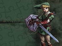 miecz, elf, Legend Of Zelda, postać, tarcza
