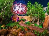 Fajerwerki, Chatka, Drzewa, Disneyland