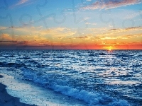 Fale, Morze, Zachód Słońca