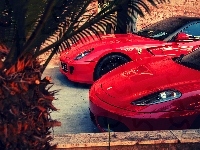 Czerwone, Ferrari f430, Dwa, samochody, Ferrari 590