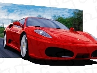 Ferrari, Czerwone, Sportowe, 4D
