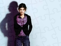 fioletowa koszula, Audrey Tautou, jeansy