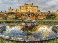 Fontanna, Szkocja, Zamek Culzean Castle, HDR