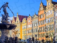 Polska, Fontanna, Gdańsk, Kamienice, Neptun