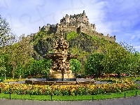 Fontanna, Edinburgh Castle, Szkocja, Zamek w Edynburgu, Wzgórze, Edynburg