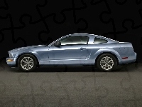 Ford Mustang, Niebieski, Lewy Profil