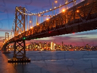 Stany Zjednoczone, Most San Francisco-Oakland Bay, San Francisco, Zachód Słońca, Zatoka San Francisco