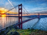 San Francisco, Rzeka, Zachód Słońca, Most Golden Gate