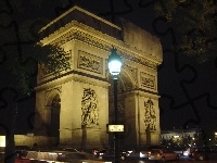 Francja, Łuk Triumfalny, Paryż, Noc