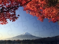 Fuji, Góra, Liście, Japonia, Mount, Czerwone