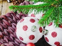 Gałązka, Boże Narodzenie, Bombki, Dekoracja