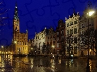 Gdańsk, Miasto, Nocą, Polska