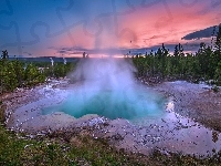 Park Narodowy Yellowstone, Gorące źródła, Stany Zjednoczone, Stan Wyoming, Gejzery