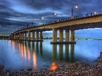 George, Sydney, Oświetlony, Most, Rzeka