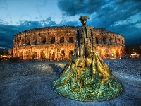 Arena Gladiatorów, Torreador, Francja, Rzeźba, Ruiny, Nimes