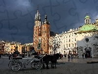 Kościół Mariacki, Polska, Kraków, Rynek, Dorożka