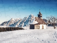 Drzewa, Gmina Strobl, Kościół, Austria, Góry, Zima