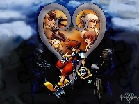 postacie, goofy, duck, klucz, Kingdom Hearts, serce, donald