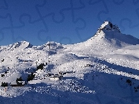 Śnieg, Austria, Zima, Góry, Damuls
