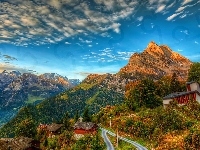 Góry Alpy, Domy, Droga, Szwajcaria
