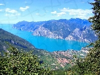 Góry, Włochy, Jezioro, Garda, Panorama