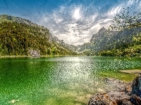 Jezioro, Góry, Chmury