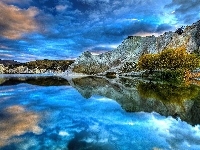 Jezioro, Góry, Chmury
