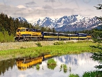 Góry, Pociąg, Lasy, Alaska