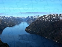 Góry, fjord, lysefjord, Woda