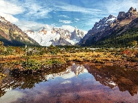 Szczyt, Śnieg, Jezioro, Góry, Cerro Torre, Patagonia, Argentyna, Andy, Park Narodowy Los Glaciares