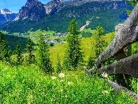 Góry, Łąka, Płot, Wieś