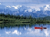 Góry, Ameryka, Czółno, Alaska, Północna, Jezioro