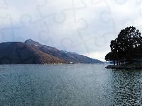 Góry, Lago Di Lugano, Woda, Drzewa