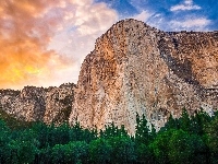 Góry, Narodowy, Las, Park, Yosemite, Niebo
