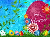 Kwiaty, Wielkanoc, Jajko, Grafika