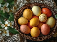 Tkanina, Kolorowe, Kwiaty, Grafika, Koszyk, Pisanki, Wielkanoc