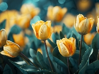 Kwiaty, Tulipany, Żółte, Grafika