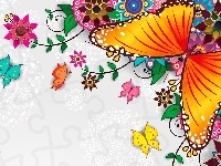 Motyle, Grafika, Kwiaty