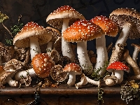 Grafika, Grzyby, Muchomory
