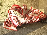 Grafika, Poplątany, Wektorowa, Czerwony, Napis, 3D