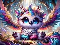 Kolorowy, Duże, Ptak, Grafika AI, Oczy