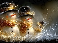 Trzy, Kapelusze, Bałwanki, Grafika AI, Szaliki