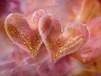 Dwa, Serca, Różowe, Grafika AI, Wzory